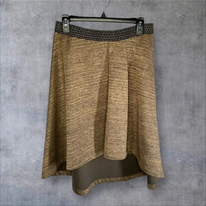HD‎ In Paris Anthropologie Metallic Gold Bronze Asymmetrical Hem Skirt Size M